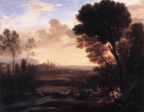 Landscape with Paris and Oenone by Claude Lorrain, hand-painted oil reproduction