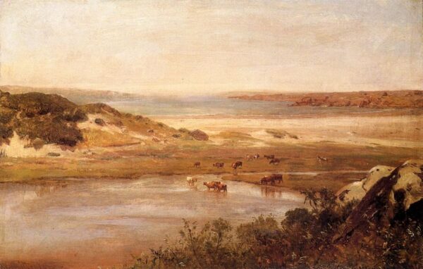 Landscape with River by Thomas Worthington Whittredge, hand-painted oil painting reproduction