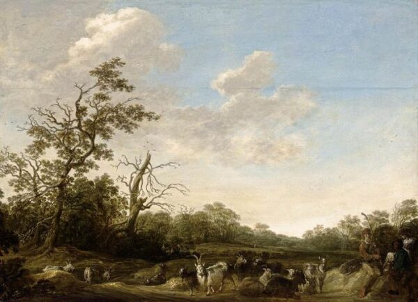 Landscape with Shepherds Playing Music by Herman Saftleven, hand-painted oil painting reproduction