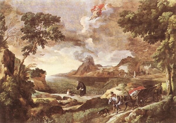 Landscape with St Augustine and the Mystery by Gaspard Dughet, hand-painted oil painting reproduction