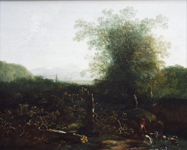 Landscape with Trees and a Ford by Adam Pynacker, hand-painted oil painting reproduction