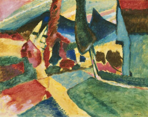 Landscape with Two Poplars by Wassily Kandinsky, hand-painted oil painting reproduction