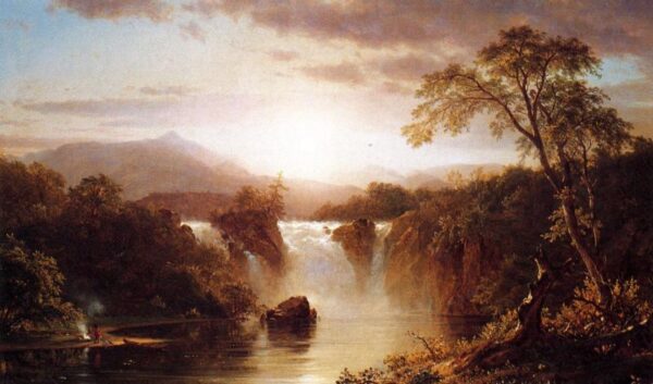 Landscape with Waterfall by Frederic Edwin Church, hand-painted oil painting reproduction