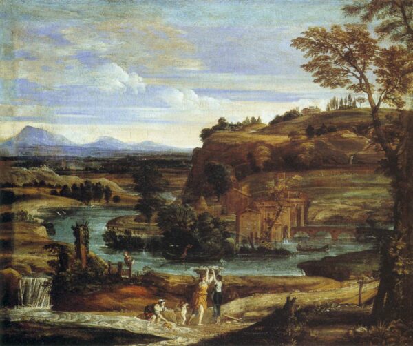Landscape with a Child Overturning Wine by Domenichino, hand-painted oil painting reproduction