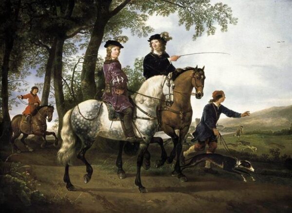 Landscape with a Hunt by Aelbert Cuyp, hand-painted oil painting reproduction