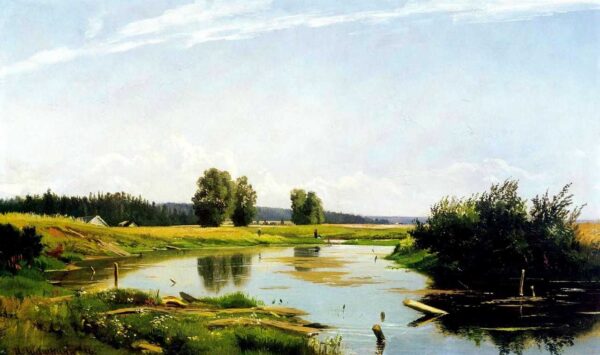 Landscape with a Lake by Ivan Shishkin, hand-painted oil painting reproduction