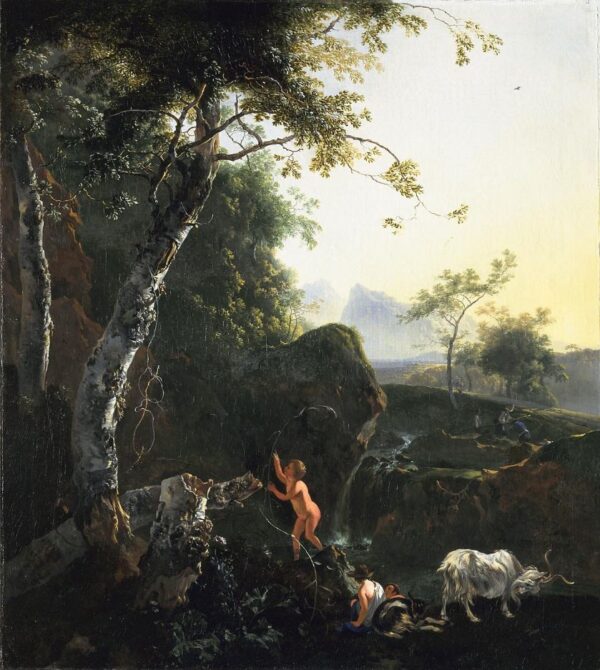 Landscape with a Waterfall by Adam Pynacker, hand-painted oil painting reproduction