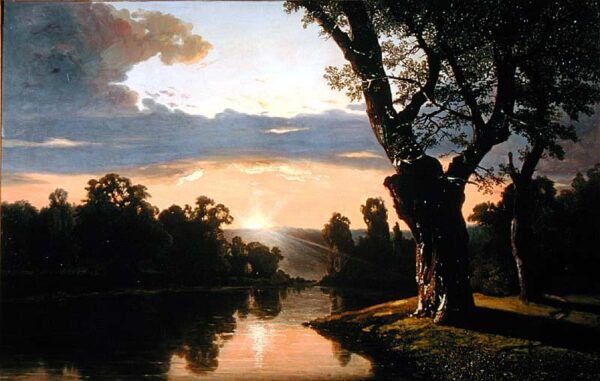 Landscape with river and trees by Joséphine Bowes, hand-painted oil painting reproduction