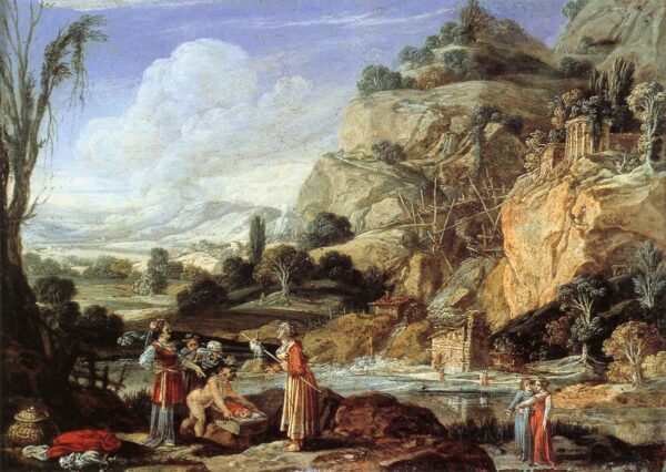 Landscape with the Finding of Moses by Bartholomeus Breenbergh, hand-painted oil painting reproduction