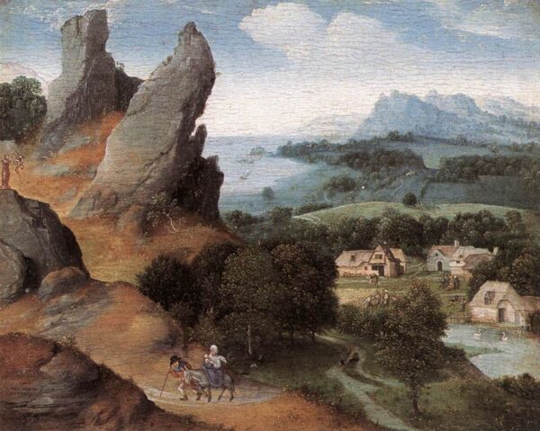 Landscape with the Flight into Egypt by Joachim Patenier, hand-painted oil painting reproduction