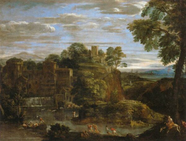 Landscape with the Flight into Egypt b by Domenichino, hand-painted oil painting reproduction