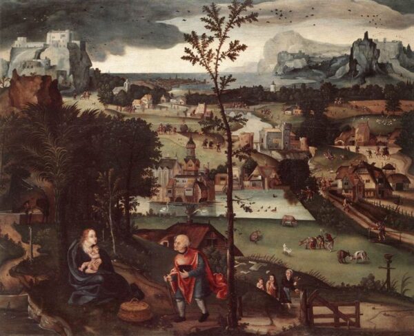 Landscape with the Rest on the Flight by Joachim Patenier, hand-painted oil painting reproduction