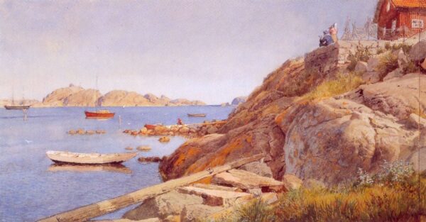 Landskap Ved Stavern by Hans Gude, hand-painted oil painting reproduction