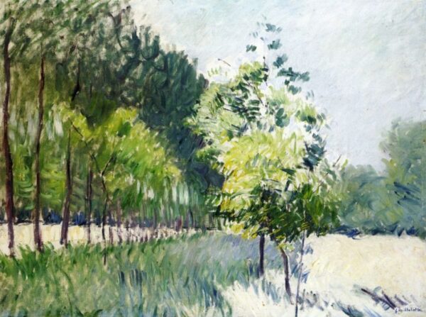 Lane Bordered by Trees by Gustave Caillebotte, hand-painted oil painting reproduction