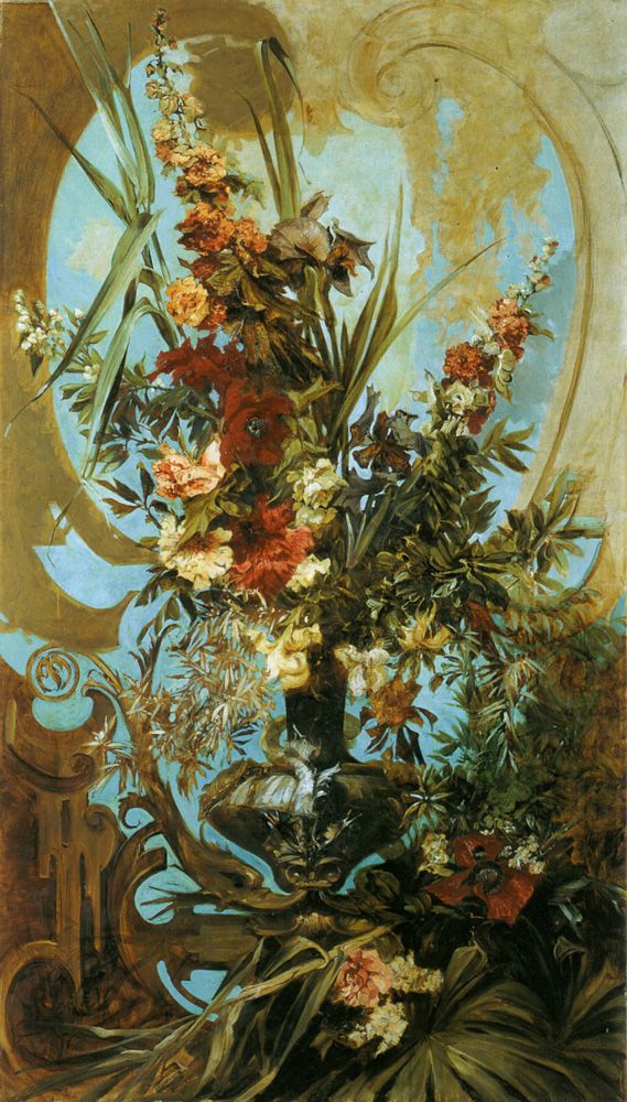 Large Flower Piece by Hans Makart, hand-painted oil reproduction