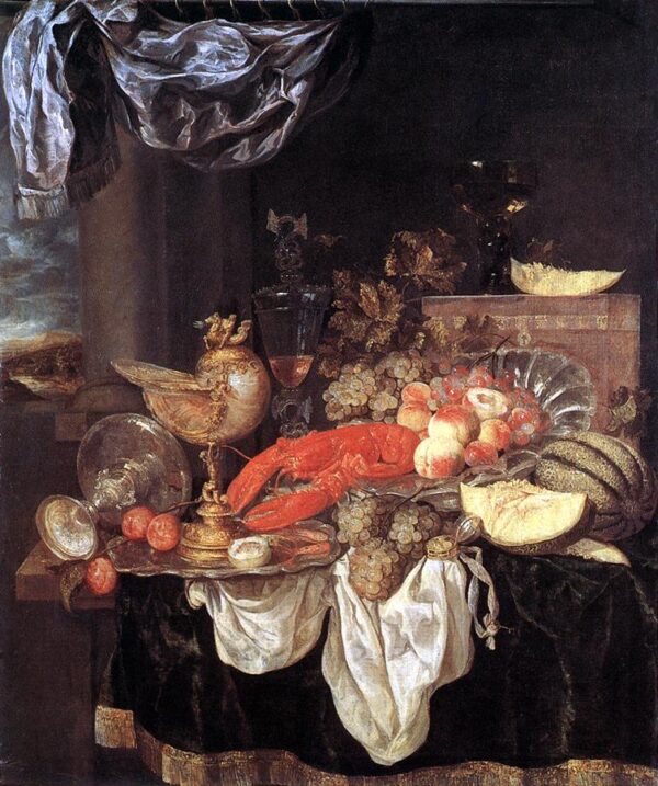 Large Still-life with Lobster by Abraham van Beyeren, hand-painted oil painting reproduction