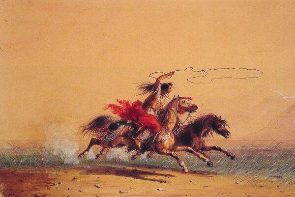 Lassoing Wild Horses by Alfred Jacob Miller, hand-painted oil painting reproduction