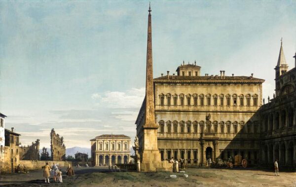 Rome – View of the Piazza di San Giovanni in Laterano by Bernardo Bellotto, hand-painted oil painting reproduction