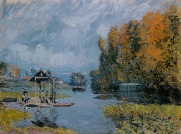 Laundry Houses at Bougival by Alfred Sisley, hand-painted oil painting reproduction