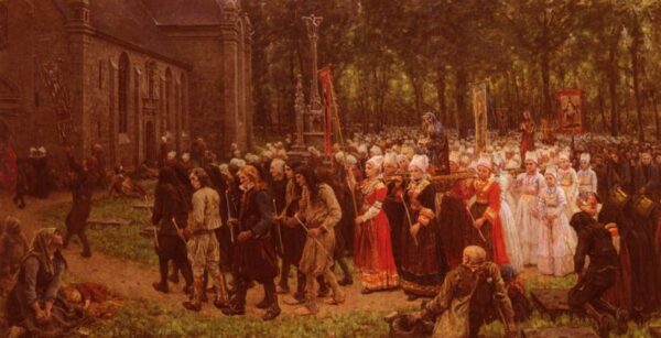 Le Pardon De Kergoat by Jules Breton, hand-painted oil painting reproduction