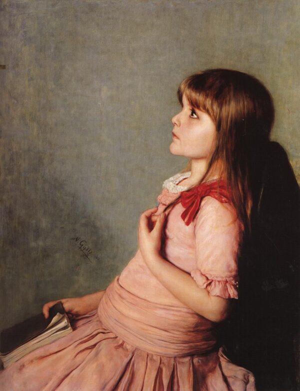 Learning by Heart by Nikolaos Gyzis, hand-painted oil painting reproduction