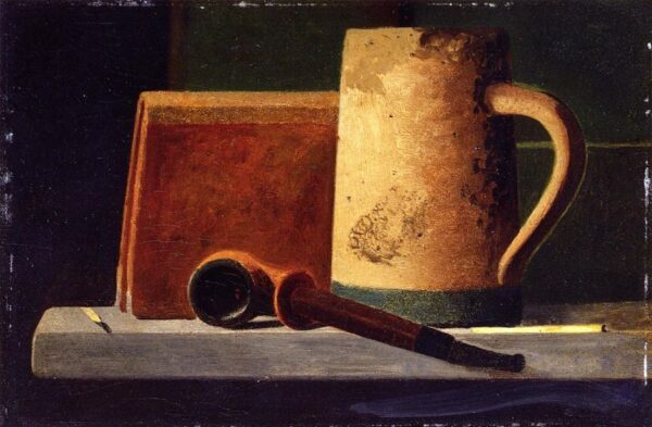 Mug, Pipe and Book in Window Ledge by John Frederick Peto, hand-painted oil painting reproduction