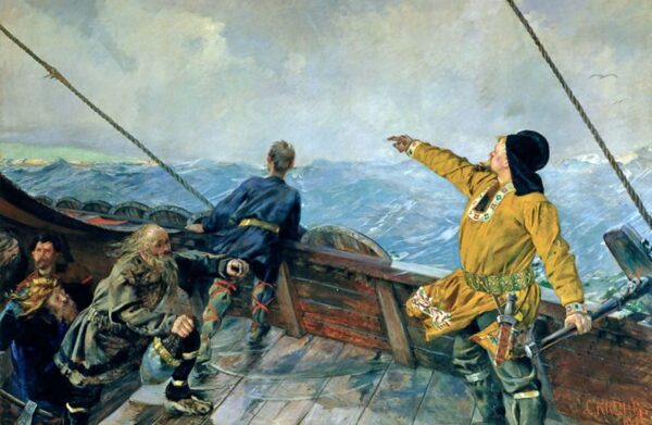 Leif Erikson Discovers America by Christian Krohg, hand-painted oil painting reproduction
