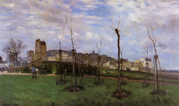 View of Montmartre from the Cite des Fleurs, Les Batignolles by Alfred Sisley, hand-painted oil painting reproduction