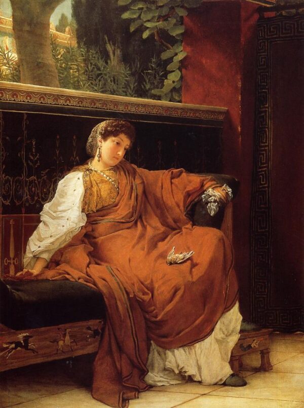 Lesbia Weeping over a Sparrow by Lawrence Alma-Tadema, hand-painted oil painting reproduction