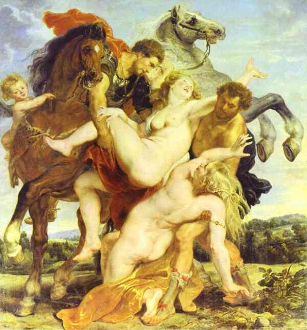 Rape of the Daughters of Leucippus by Peter Paul Rubens, hand-painted oil painting reproduction