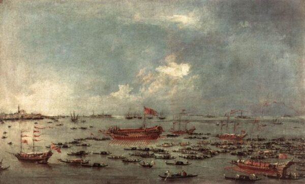 Outward Voyage of the Bucintoro to San Nicol by Francesco Guardi, hand-painted oil painting reproduction