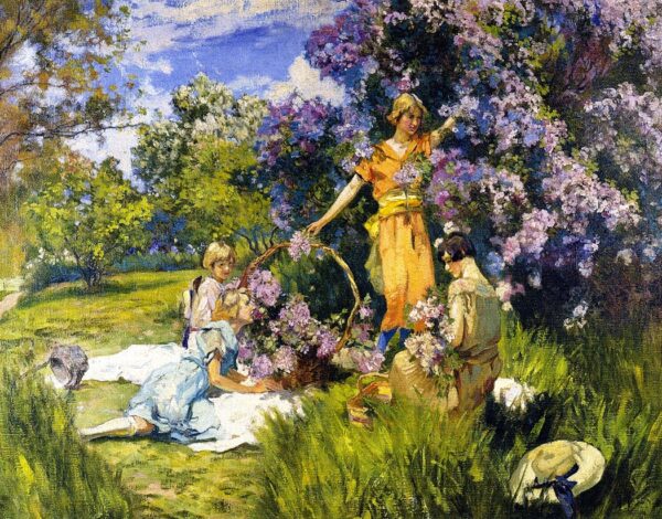 Lilacs by Mathias J Alten, hand-painted oil painting reproduction