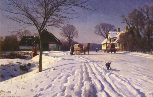 Lindenberg Kro by Peder Mørk Mønsted, hand-painted oil painting reproduction