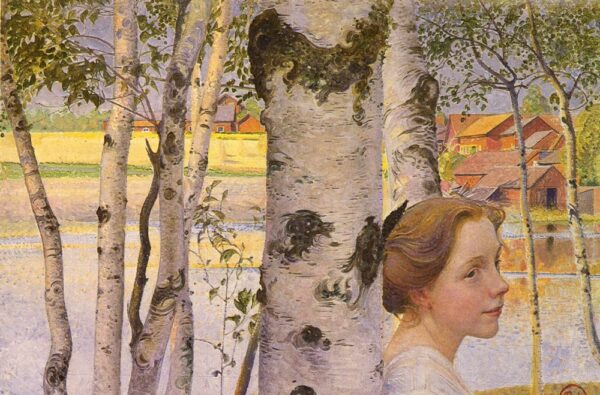 Lisbeth at the Birch by Carl Larsson, hand-painted oil painting reproduction