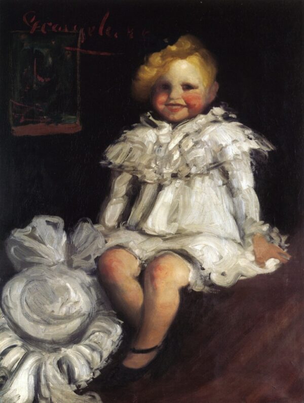 Little Lore with Her Hat by George Luks, hand-painted oil painting reproduction
