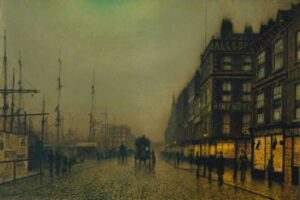 Liverpool Quay by Moonlight by John Atkinson Grimshaw, hand-painted oil painting reproduction