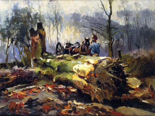 Logging by Mathias J Alten, hand-painted oil painting reproduction