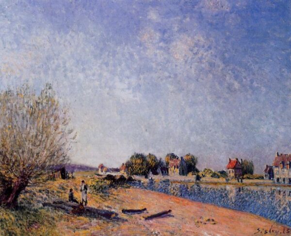 Loing Canal at Saint-Mammes by Alfred Sisley, hand-painted oil painting reproduction