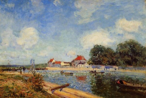 Loing Dam at Saint-Mammes by Alfred Sisley, hand-painted oil painting reproduction