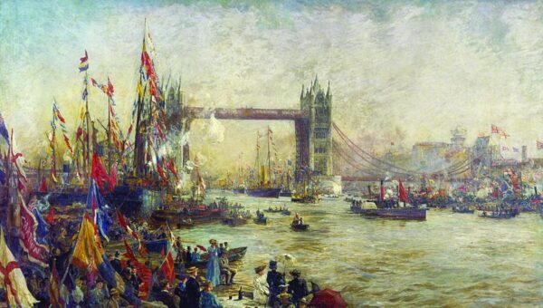 The Opening of Tower Bridge, London by William Lionel Wyllie, hand-painted oil painting reproduction