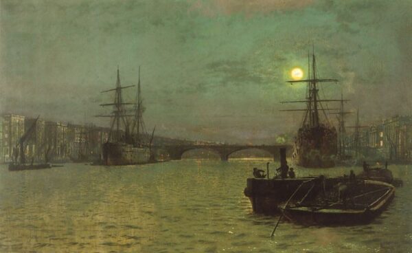 London Bridge, Half Tide by John Atkinson Grimshaw, hand-painted oil painting reproduction
