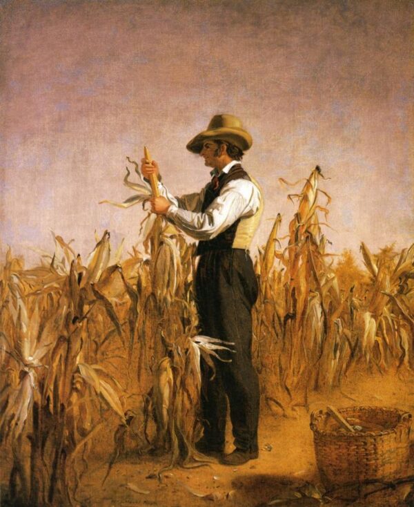 Long Island Farmer Husking Corn by William Sidney Mount, hand-painted oil painting reproduction