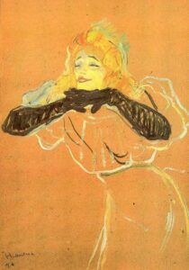 Yvette Guilbert sings Linger Longer Loo by Toulouse-Lautrec, hand-painted oil painting reproduction