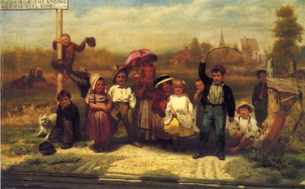 Look out for the Engine while the Bell Rings by John G Brown, hand-painted oil painting reproduction