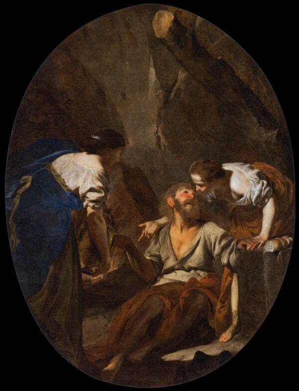 Lot and His Daughters by Bernardo Cavallino, hand-painted oil painting reproduction