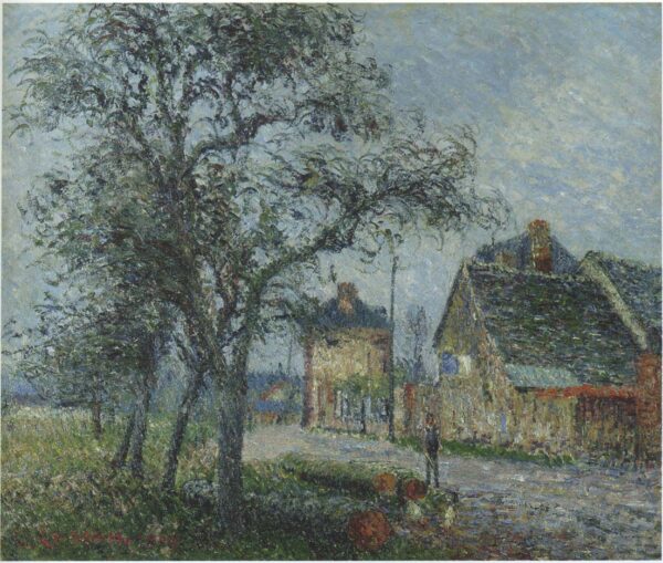 Louvier Road in Winter by Gustave Loiseau, hand-painted oil painting reproduction