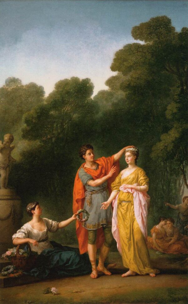 Lover Crowning his Mistress by Joseph Marie Vien, hand-painted oil reproduction