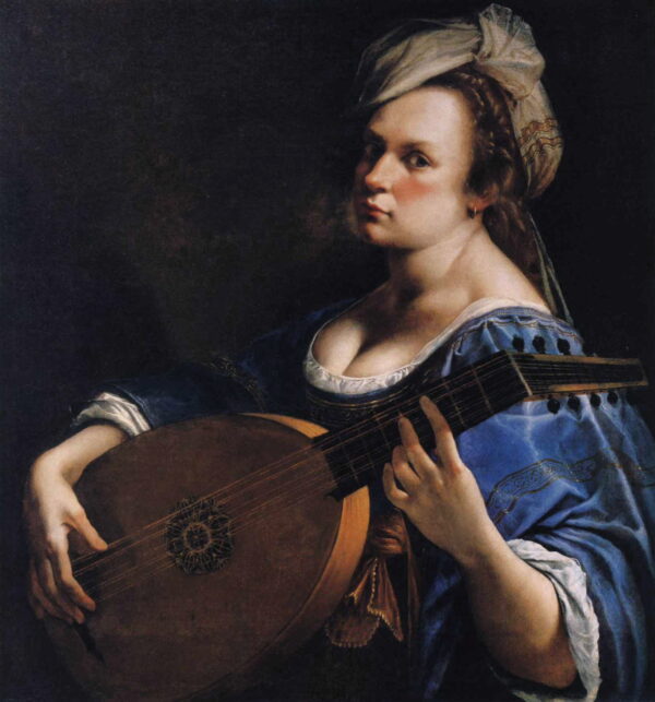 Self-Portrait as Lute Player by Artemisia Gentileschi, hand-painted oil painting reproduction