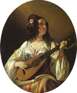 Lute Player by Friedrich von Amerling, hand-painted oil painting reproduction