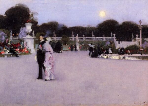 Luxembourg Gardens at Twilight by John Singer Sargent, hand-painted oil painting reproduction